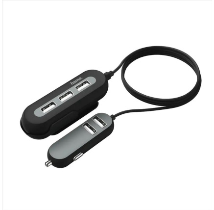 Hama kabelová USB nabíječka do vozidla 2+3, AutoDetect, 10 A, 2 m