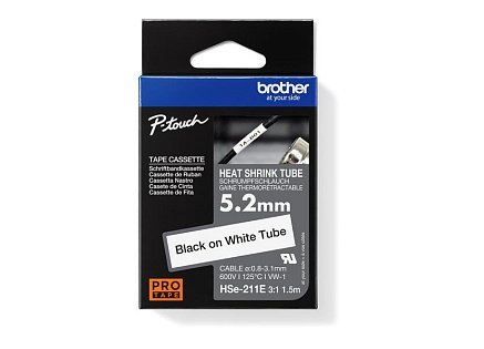 BROTHER smršťovací bužírka - HSE-211E bílá pro E300VP H300 H500 E550 P700 P750 D800 P900 P950 - 5,2mm / o 0,8-3,1 / 3:1