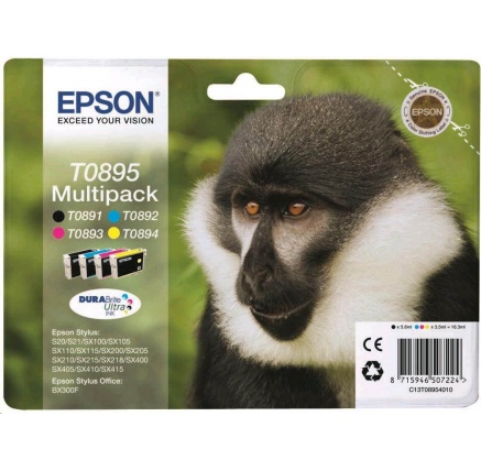 EPSON ink čer+bar Stylus "Opice" S20/SX100/SX200/SX400 (T0895) multipack
