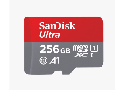 SanDisk MicroSDXC karta 256GB Ultra (100MB/s, Class 10, Android) + adaptér SanDisk MicroSDXC karta 256GB Ultra (100MB/s, Class 10, Android) + adaptér