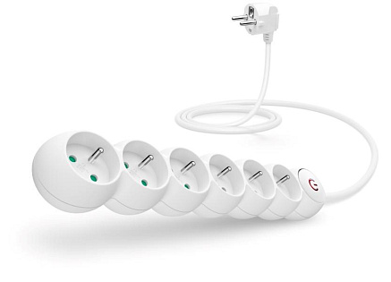 CONNECT IT prodlužovací kabel 230V, 6 zásuvek, 5m, s vypínačem, bílá