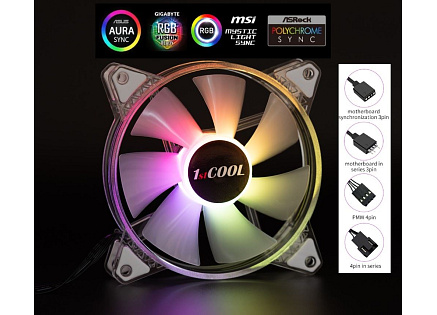 1stCOOL Ventilátor AURA EVO CRYSTAL, 120mm, ARGB