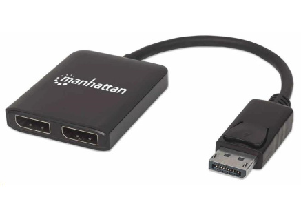 Manhattan rozbočovač, MST hub, DisplayPort na Dual DisplayPort (M/F), 4K@30Hz, černá