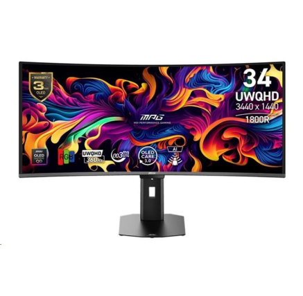 MSI LCD MPG 341CQR QD-OLED X36, 34", 3440x1440, QD OLED, 0,03 ms, VESA 100x100, Black