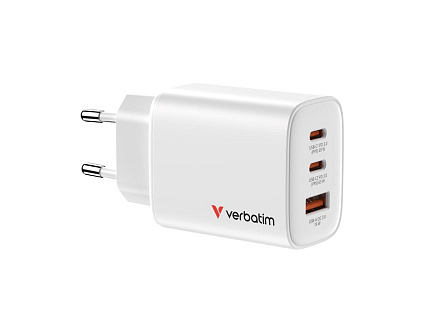 VERBATIM GaN Nabíječka Essentials 65W, 2xUSB-C, 1xUSB-A, bílá VERBATIM GaN Nabíječka Essentials 65W, 2xUSB-C, 1xUSB-A, bílá