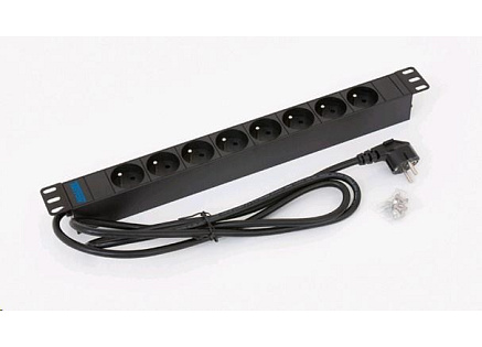 TRITON 19" rozvodný panel 8x230V ČSN - 2m, černý