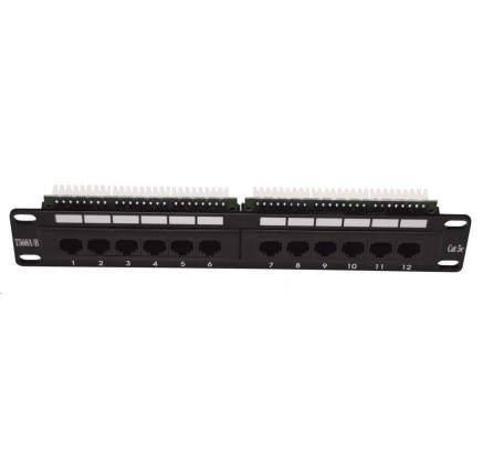 10" Patch panel LEXI-Net 12port, UTP, Cat5E, duální svorkovnice, černý 10" Patch panel LEXI-Net 12port, UTP, Cat5E, duální svorkovnice, černý
