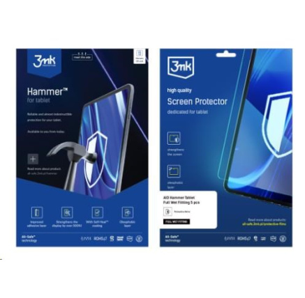 3mk All-Safe - AIO fólie Hammer Full Wet Fitting Tablet, 5 ks 3mk All-Safe - AIO fólie Hammer Full Wet Fitting Tablet, 5 ks