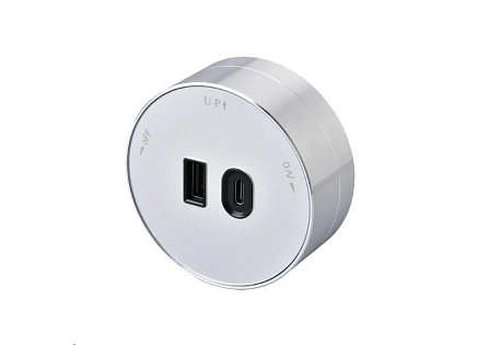 Viking zásuvkový modul A60, 1x USB-A, 1x USB-C, PD, stříbrná Viking zásuvkový modul A60, 1x USB-A, 1x USB-C, PD, stříbrná