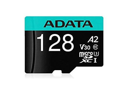 ADATA MicroSDXC karta 128GB Premier Pro UHS-I V30S (R:100/W:80 MB/s) + SD adaptér