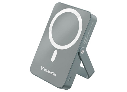 VERBATIM Powerbanka Charge 'n' Go, Magnetická, 10000 mAh, USB-C, Stojánek, Šedá
