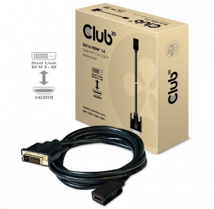 Club3D Kabel DVI-D na HDMI 1.4 obousměrný, (M/F), 2m