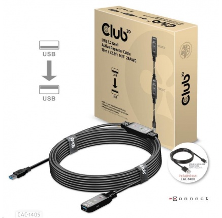 Club3D Kabel USB 3.2 Gen1 Active Repeater Cable M/F 28AWG, 10m Club3D Kabel USB 3.2 Gen1 Active Repeater Cable M/F 28AWG, 10m