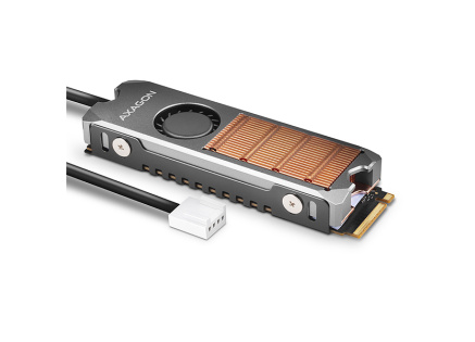 AXAGON CLR-M2FAN, měděný chladič s ventilátorem pro jedno i oboustranný M.2 SSD disk, výška 13 mm AXAGON CLR-M2FAN, měděný chladič s ventilátorem pro jedno i oboustranný M.2 SSD disk, výška 13 mm