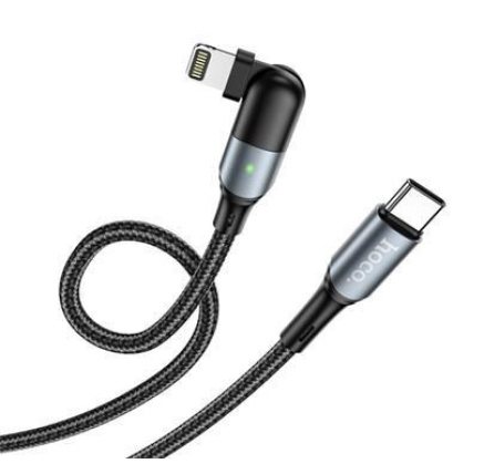 Data kabel HOCO U100 Orbit Power, USB-C/Lightning (PD), 20W, otočný konektor, 1,2 m, černá,