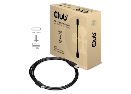 Club3D Kabel USB 3.1 typ C na USB 3.1 typ A, 10Gbps Power Delivery 60W (M/M), 1m