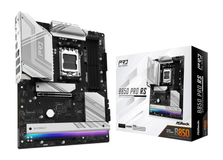 ASRock MB Sc AM5 B850 Pro RS, AMD B850, 4xDDR5, 1xUSB-C, 1xHDMI, ATX ASRock MB Sc AM5 B850 Pro RS, AMD B850, 4xDDR5, 1xUSB-C, 1xHDMI, ATX