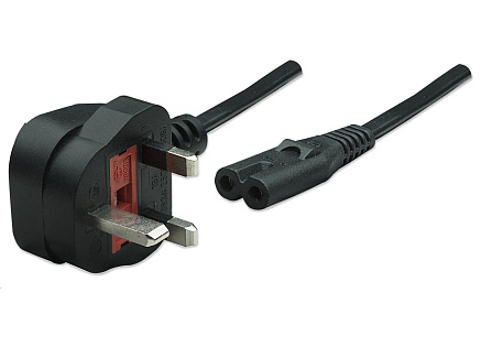 MANHATTAN Kabel napájecí, UK-plug/C7 female, 1.8m, černá