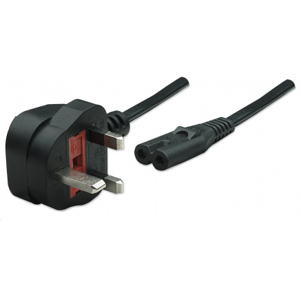 MANHATTAN Kabel napájecí, UK-plug/C7 female, 1.8m, černá MANHATTAN Kabel napájecí, UK-plug/C7 female, 1.8m, černá