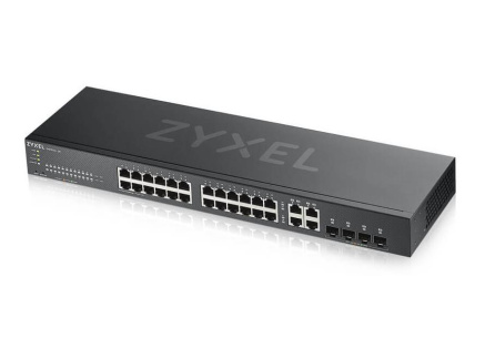 Zyxel GS1920-24V2 28-port Gigabit WebManaged Switch, 24x gigabit RJ45, 4x gigabit RJ45/SFP, fanless