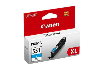 Canon CARTRIDGE CLI-551C XL azurová pro Pixma iP, Pixma iX, Pixma MG a Pixma MX 6850, 725x, 925, 8750 (695 str.)