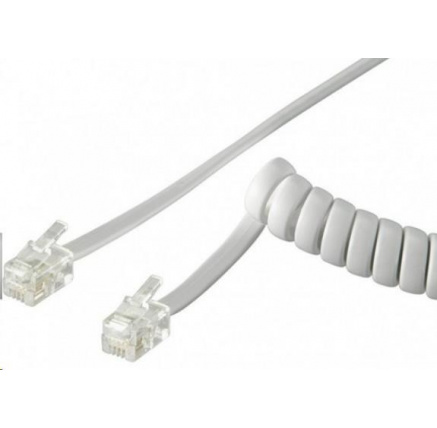 PremiumCord Kabel telefonní sluchátkový kroucený 4 žíly 4m - bílý