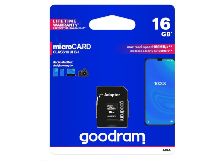 GOODRAM MicroSDHC karta 16GB M1AA, UHS-I Class 10, U1 + adaptér