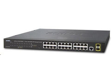 Planet switch GS-4210-24T2S, L2/L4, 24x 1000Base-T, 2x SFP, web, SNMP V3, VLAN, QOS, IPV6