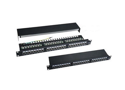 19" Patch panel XtendLan 24port, STP, Cat5E, duální svorkovnice, černý