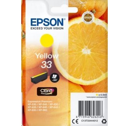 EPSON ink bar Singlepack "Pomeranč" Yellow 33 Claria Premium Ink EPSON ink bar Singlepack "Pomeranč" Yellow 33 Claria Premium Ink