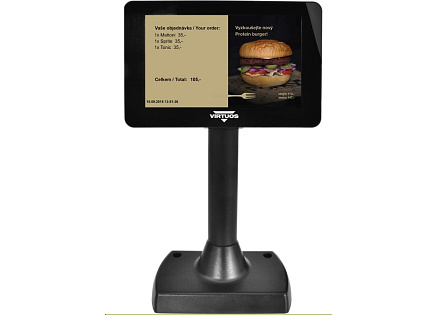 Virtuos 7" LCD barevný zákaznický displej Virtuos SD700F, USB, černý