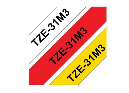BROTHER Originální kazety s páskou Brother TZe-31M3 - černá na červené, bílé a žluté, šířka 12 mm