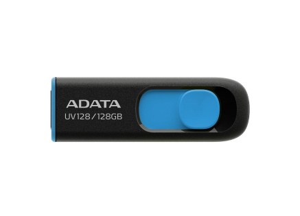ADATA Flash Disk 128GB UV128, USB 3.1 Dash Drive (R:90/W:40 MB/s) černá/modrá