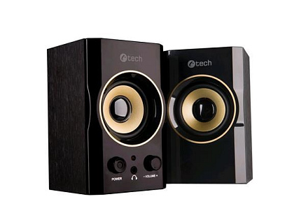 C-TECH repro SPK-11, 2.0, dřevěné, černo-zlaté, USB
