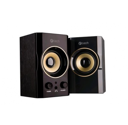 C-TECH repro SPK-11, 2.0, dřevěné, černo-zlaté, USB