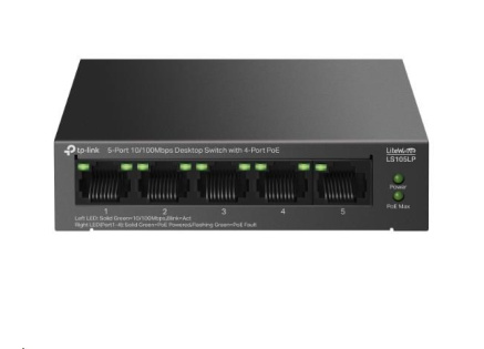 TP-Link LiteWave switch LS105LP (5x100Mb/s, 4xPoE, 41W, fanless)