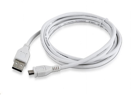 GEMBIRD Kabel USB A Male/Micro B Male 2.0, 1,8m, White, High Quality