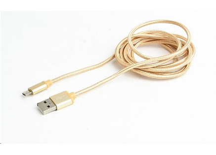 GEMBIRD Kabel USB A Male/Micro B Male 2.0, 1,8m, opletený, zlatý, blister