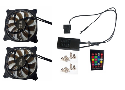 EUROCASE ventilátor RGB 120mm (spot Led), set 2ks + controller