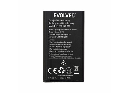 EVOLVEO originální baterie 1700 mAh pro EasyPhone XO EVOLVEO originální baterie 1700 mAh pro EasyPhone XO