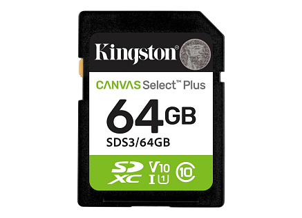 Kingston SDXC karta 64GB Canvas Select Plus, U1, V10, A1