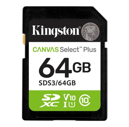 Kingston SDXC karta 64GB Canvas Select Plus, U1, V10, A1 Kingston SDXC karta 64GB Canvas Select Plus, U1, V10, A1