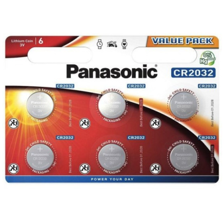 PANASONIC Lithiová baterie (knoflíková) CR-2032EL/6BP 3V (Blistr 6ks)