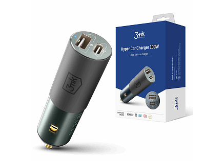 3mk nabíječka do auta - Hyper Car Charger 100W, 1x USB + 1x USB-C (PD)