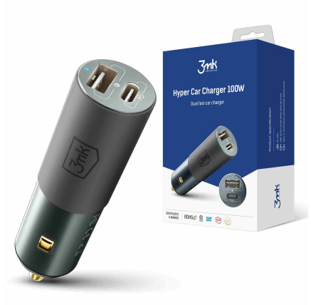 3mk nabíječka do auta - Hyper Car Charger 100W, 1x USB + 1x USB-C (PD) 3mk nabíječka do auta - Hyper Car Charger 100W, 1x USB + 1x USB-C (PD)