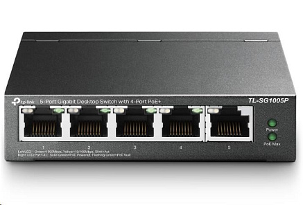TP-Link switch TL-SG1005P (5xGbE, 4xPoE+, 65W, fanless)