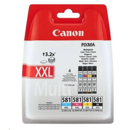 Canon CARTRIDGE CLI-581XXL C/M/Y/BK MULTI-PACK SEC pro PIXMA TS515x, TS615x, TS815x, TS915x, TR7550, TR8550