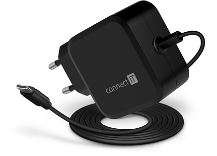 CONNECT IT C-Power Mini univerzální notebookový adaptér USB-C, PD 67 W, černá