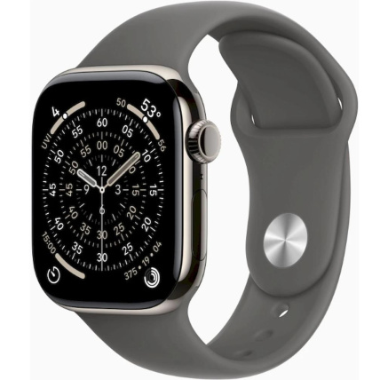 Apple Watch Series 11 GPS + Cellular 42mm Natural Titanium Case with Stone Grey Sport Band - S/M