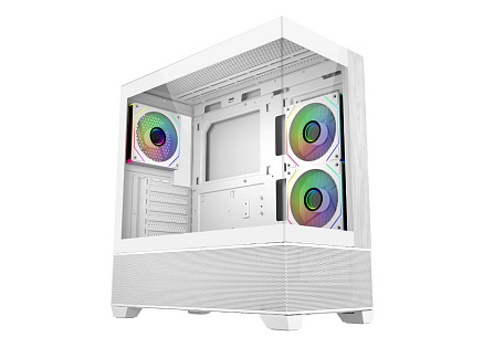 Cooler Master case Elite 690 Wood, ATX, Průhledná bočnice, 3x 120mm ARGB Fan, Bílá